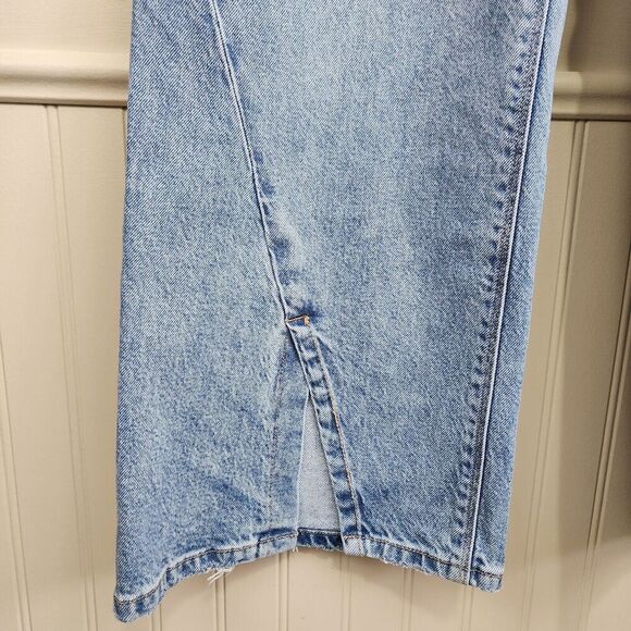 AMERICAN EAGLE Curvy '90s Bootcut Jeans Split Hem Seam Light Wash SZ 18S Short - Picture 4 of 14